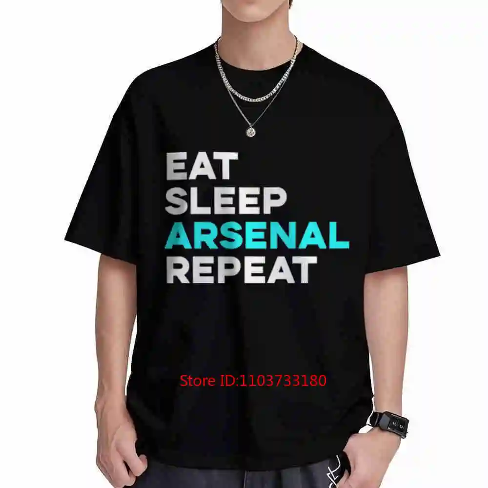 Eat Sleep Repeat Gunners Logo Short Sleeve Tee 100% Cotton T-Shirt