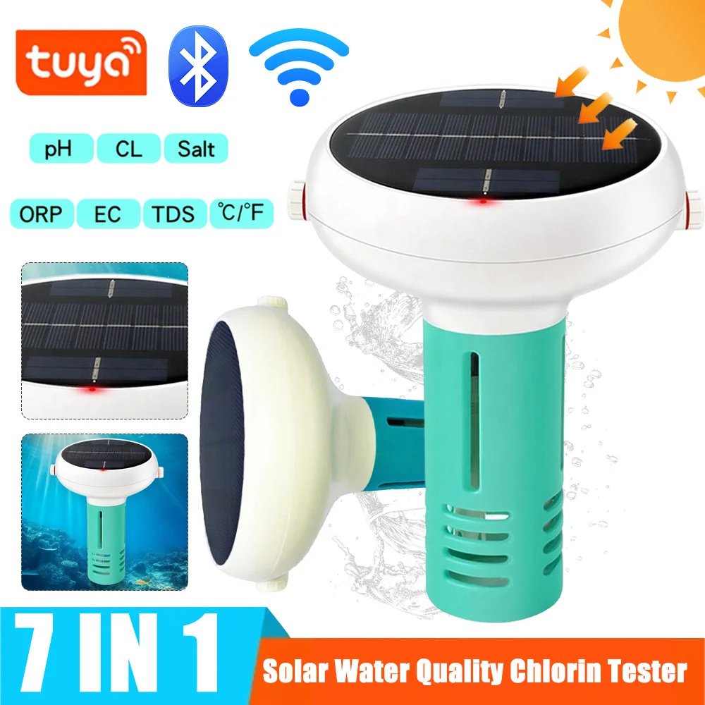 

Tuya Intelligent Chlorin Meter 7 IN 1 PH ORP Total Dissolved Solids Salinity Temp CL Test Meter Swimming Pool Water Tester