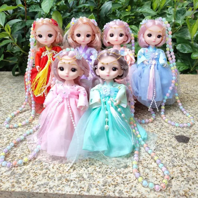 New Princess Doll Mermaid Sequin Doll Chinese Dress Doll Necklace Girls Play House Toys Joints Movable Kids Pearl Necklace Toys