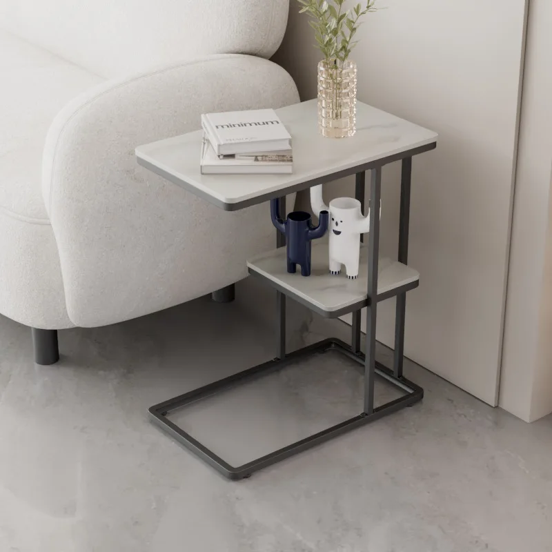 

Household Minimalist Floor Coffee Table Multifunctional Corner Table Living Room Sofa Side Table Stone Plate Bedside Tables