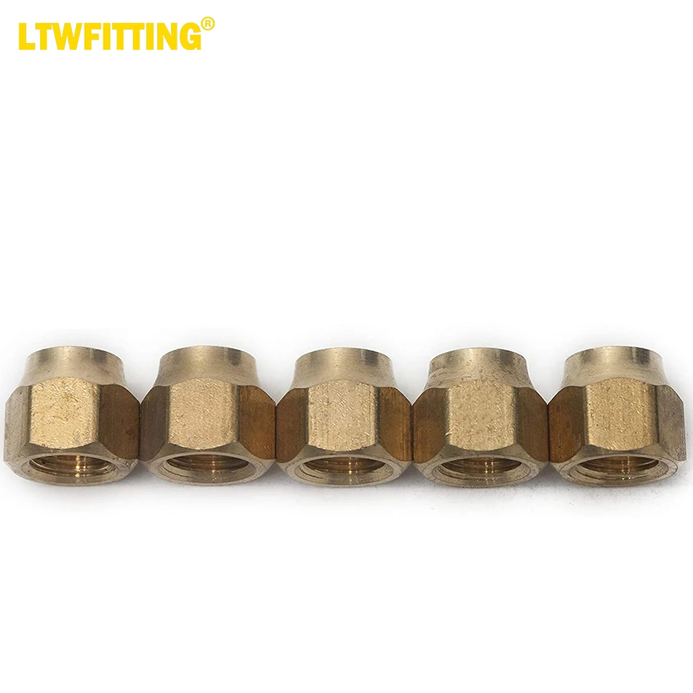 

LTWFITTING Brass 5/16" OD 45 Degree Flare Short Forged Nut ,Flare Tube Fitting(Pack of 5)