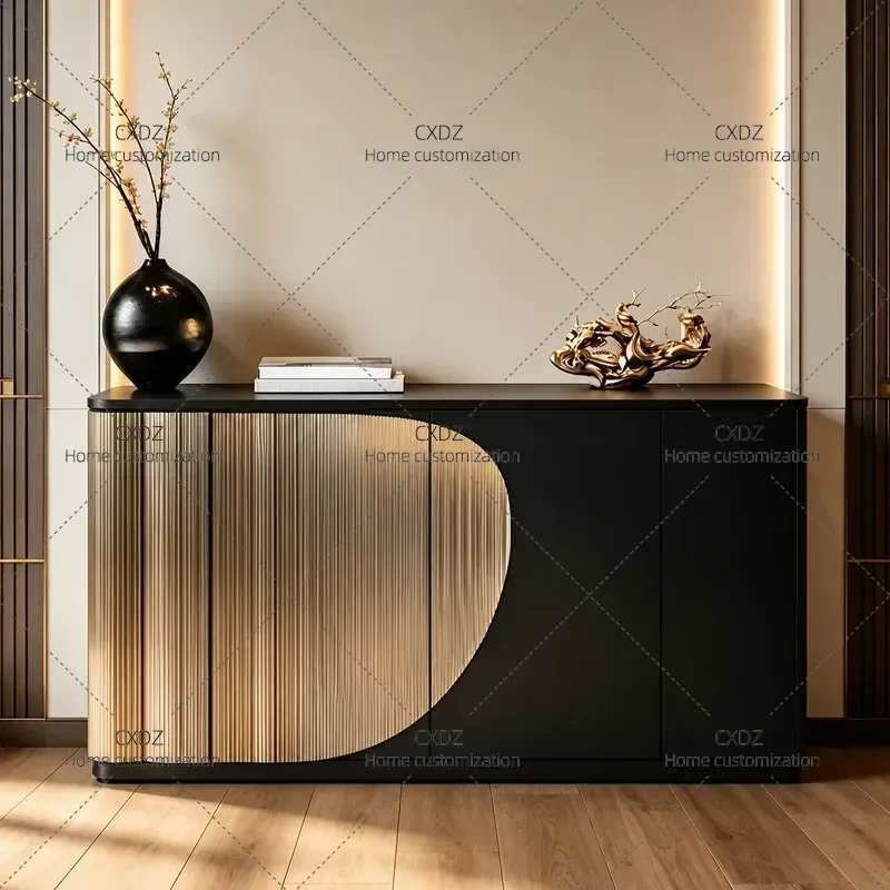Wooden Dining Side Cabinet Light Luxury Large Floor Storage Locker for Living Room Simple Entrance Porch Console Table