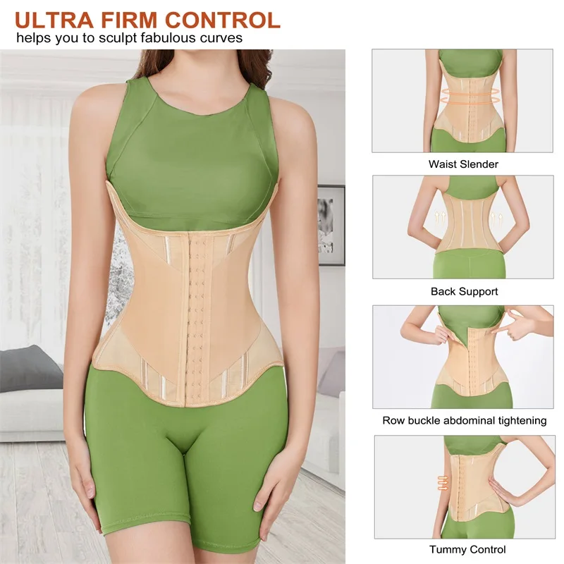 MiiOW  U-shaped Waist Trainer Corset Women Buttoned Shapers Breast Lifted Waist Trainer Steel Bone Flat Belly Slimming Shapewear