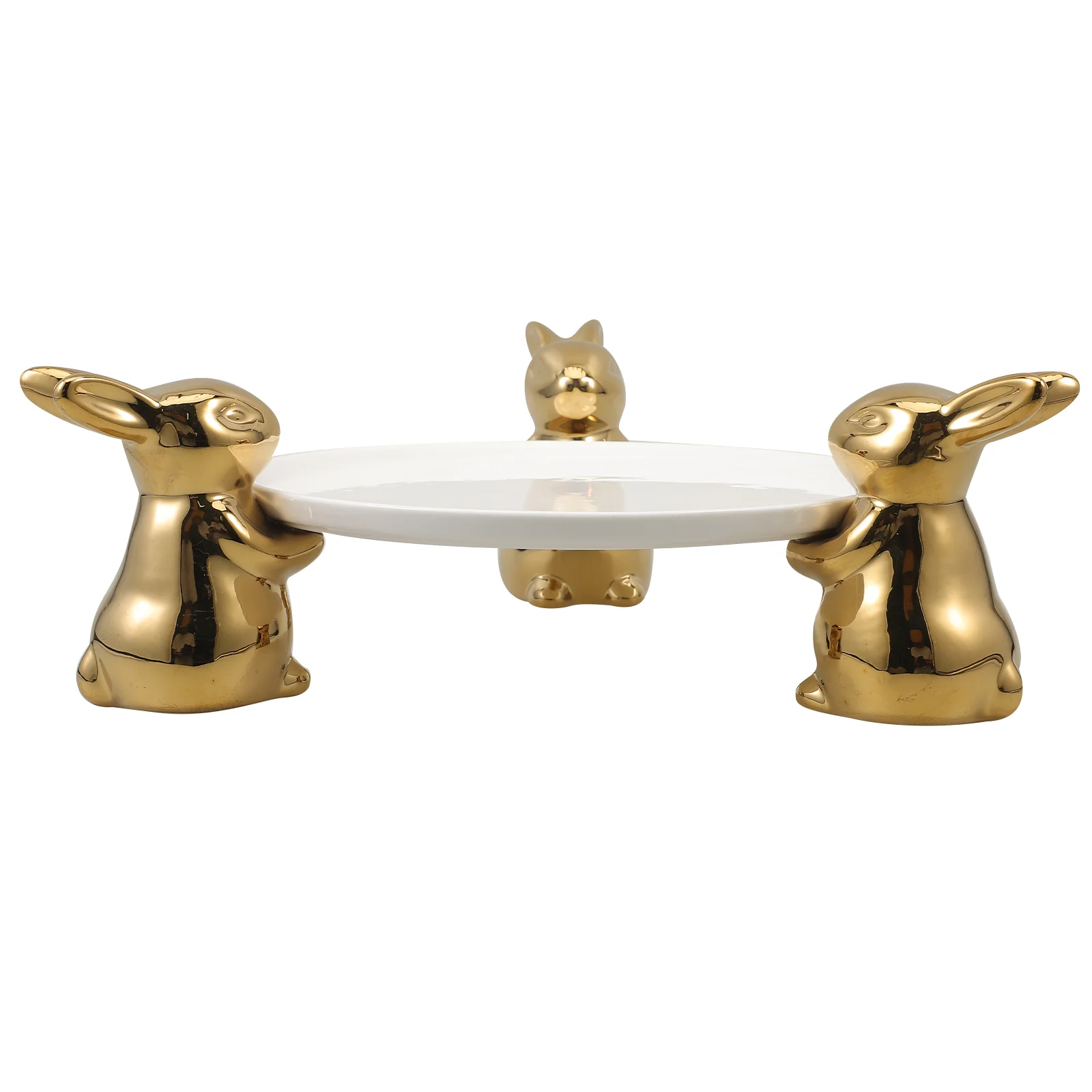 Cake Stand Tray Ceramic Dish Candy Rabbit Dessert Display Bowl Plates - Image 3