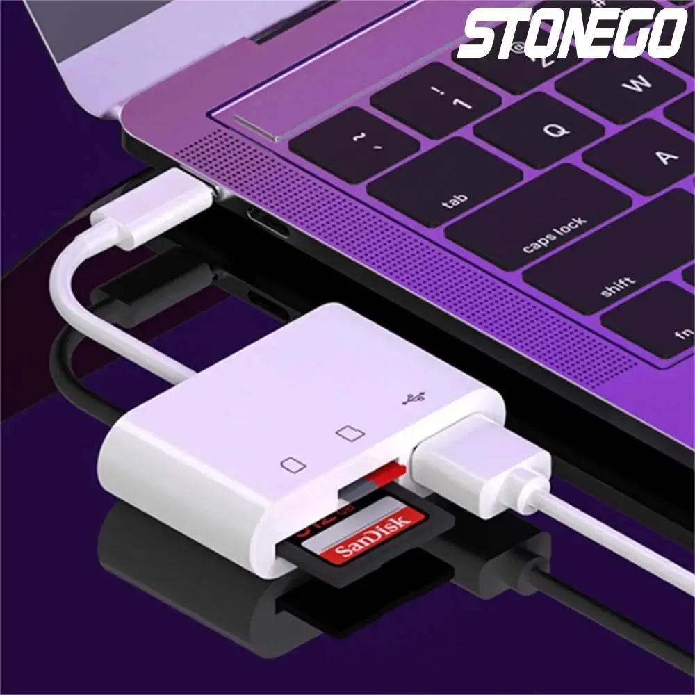 3 in 1 USB/Type C Multifunction Card Reader OTG SD TF Memory Card Converter for MacBook Laptop Samsung - Memory Card Reader