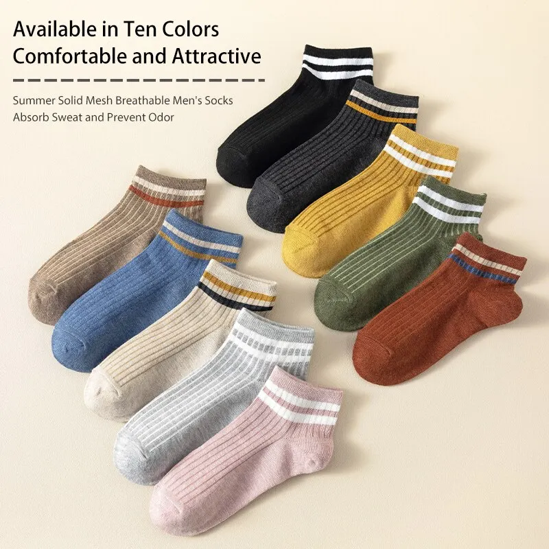 10 Pairs of Women Is Spring and Summer Four Season Striped Solid Colors Simple and Fashionable Comfortable College Socks