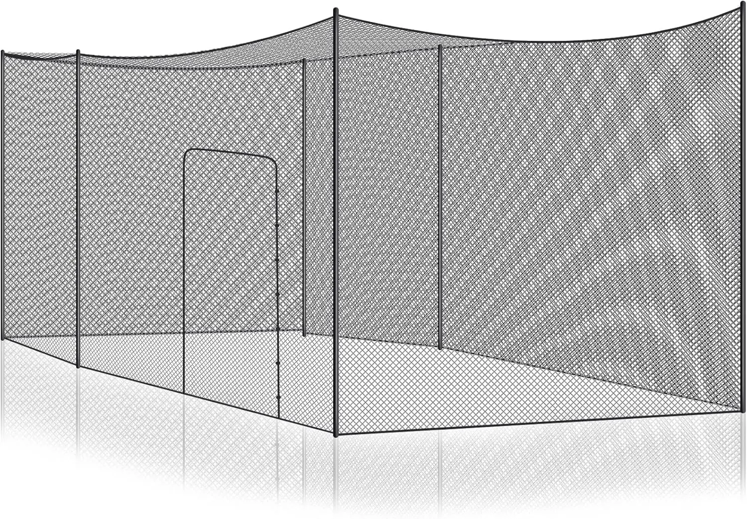 

Heavy Duty Batting Cage Net 35x10x10 ft, Portable Baseball Softball Hitting Practice Net for Backyard Outdoor Training