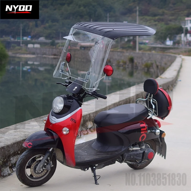 Equipped with rearview mirrors electric vehicle awning motorcycle awning sunshade umbrella fully transparent sunscreen awning