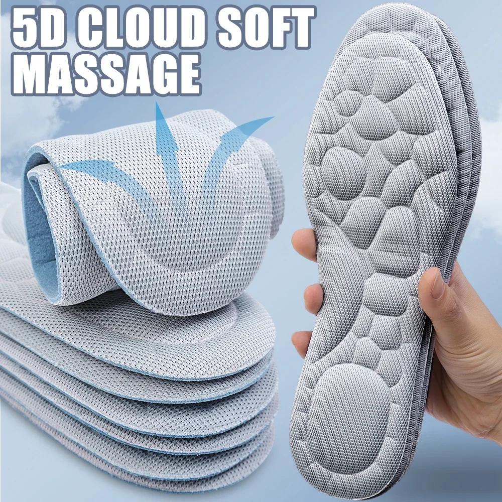 Soft 5D Massage Memory Foam Insoles for Women Men Sport Running Shoes Sole Breathable Cushion Shoe Pads Feet Orthopedic Insoles