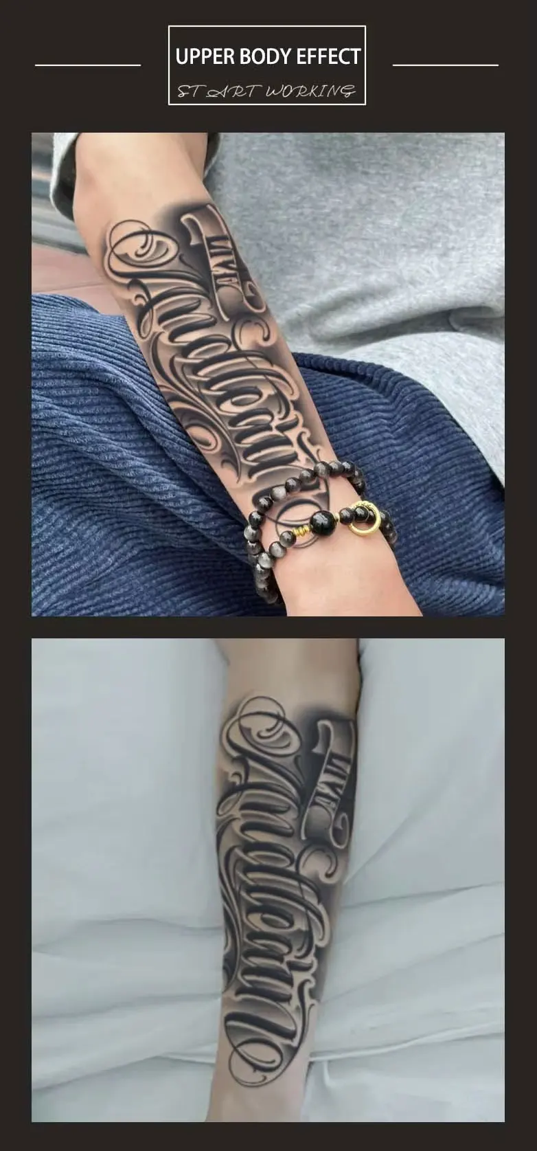 1 Stück abgerundete Schriftart, wasserdichtes temporäres Tattoo, langlebig, 1–2 Wochen, realistisches semi-permanentes Fake-Tattoo – Detail 3