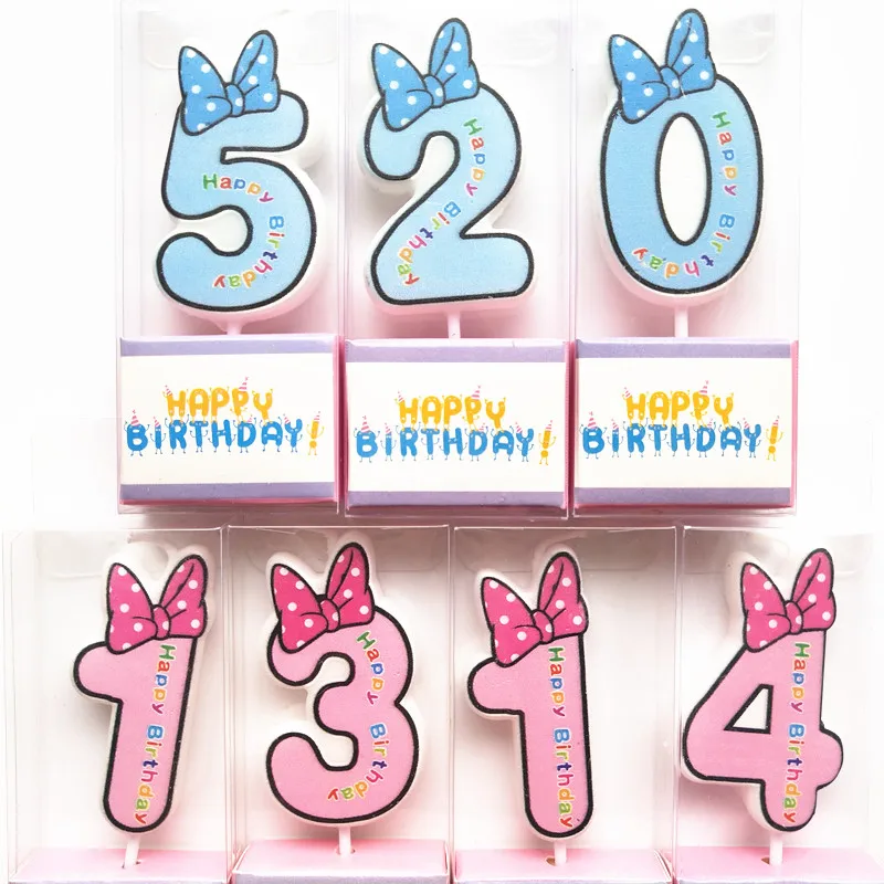 Hot Birthday Candles 1 2 3 4 5 6 7 8 9 0 Pink Blue For Kids Boys Girls Birthday Cake Decoration Event Party Supplies