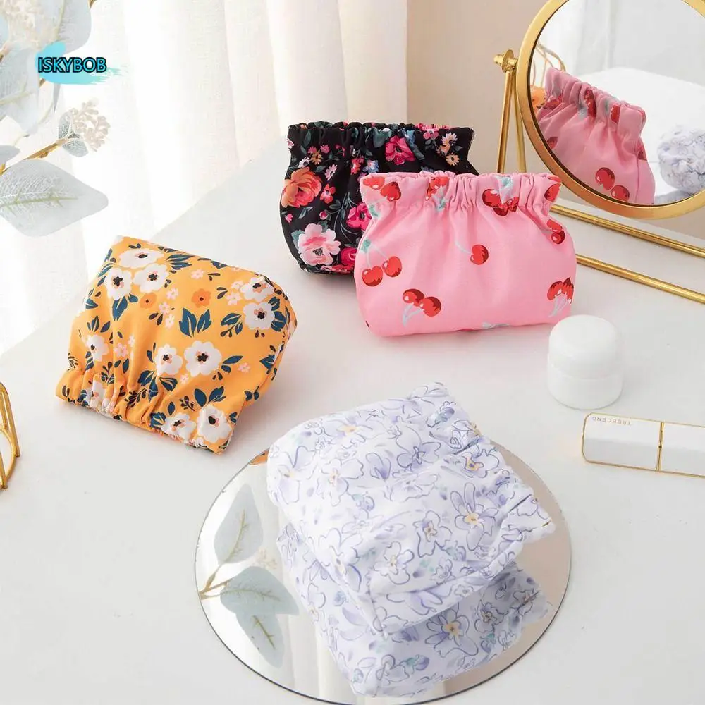 

Creative Flower Cosmetic Bag Cherry Cute Pattern Storage Bag Peach Self-closing Coin Bags Women