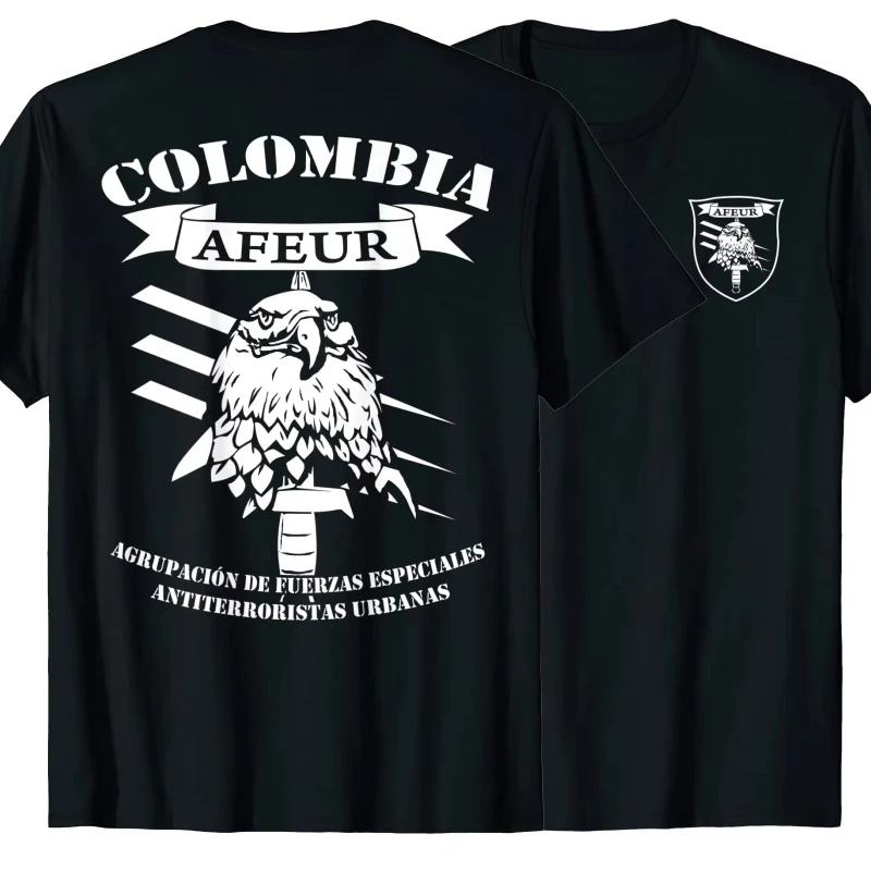 تي شيرت القوات الخاصة لجيش كولومبيا AFEUR. تيشيرتات كاجوال قطن 100% بأكمام قصيرة مقاس علوي فضفاض #1