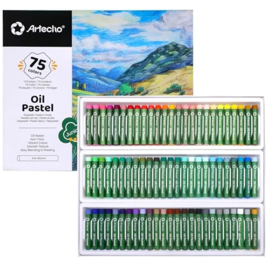 

Oil Pastels Set of 75 PCS 8 x 60 mm Soft Oil Pastels for Art Painting Drawing Blending Art Supplies for Artists Beginners Stude
