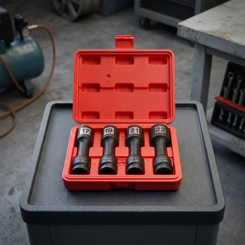 For 1 2 Inch Drive Wrenches Thin Wall Socket Set For Professional Auto Shops Black Robust Chromium-molybdenum Steel