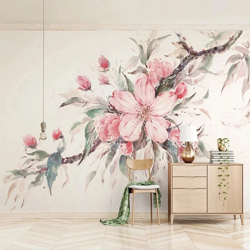 papel-de-parede-personalizado-3d-pintado-a-mao-em-aquarela-rosa-flor-de-cerejeira-quarto-sala-de-estar-fundo-de-tv-restaurante