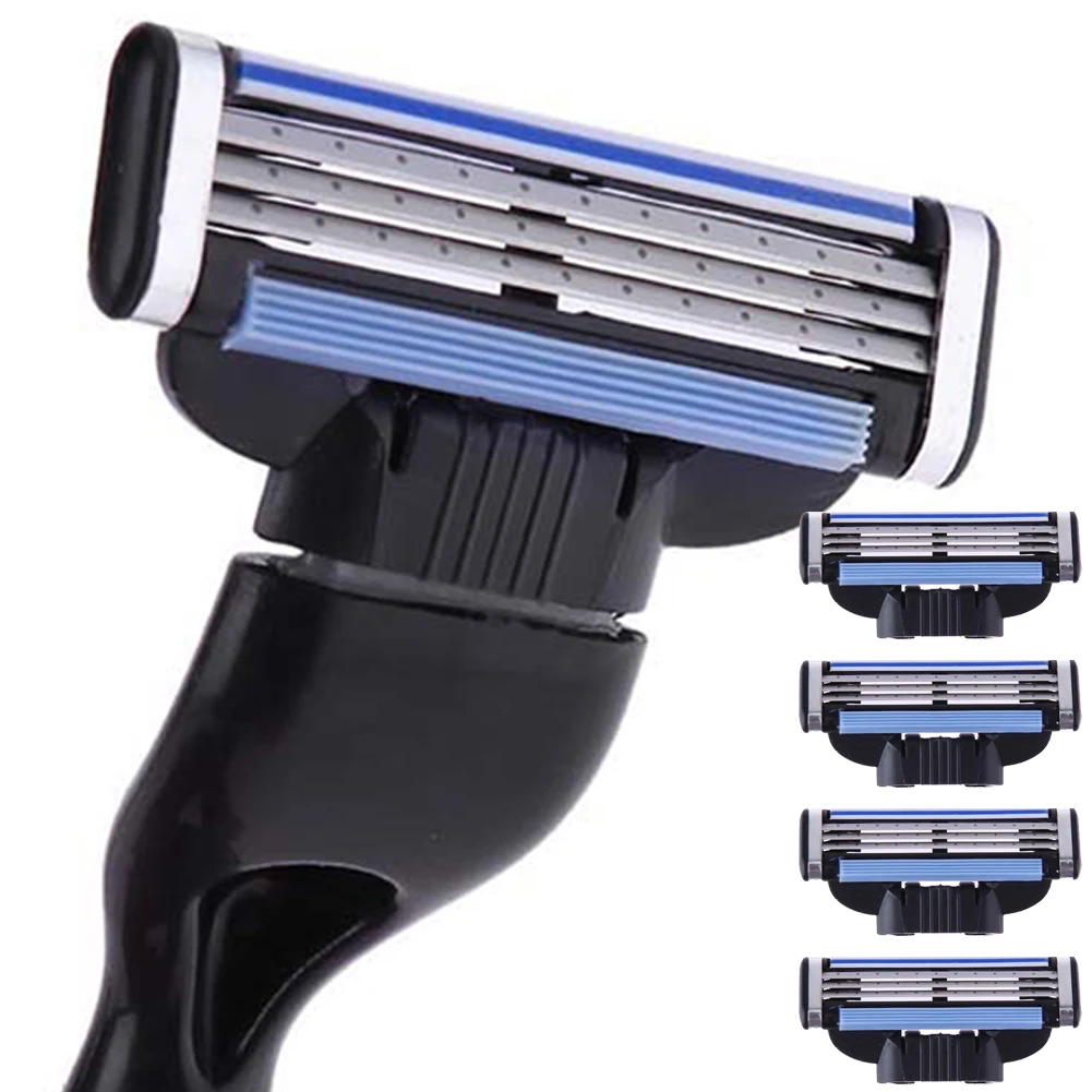 3 Layer Sharp Safety Razor for Gillette Mach 3 Manual Razor Blades Replacement Refills Stainless Steel Blades,Pack of 8/12/24/48