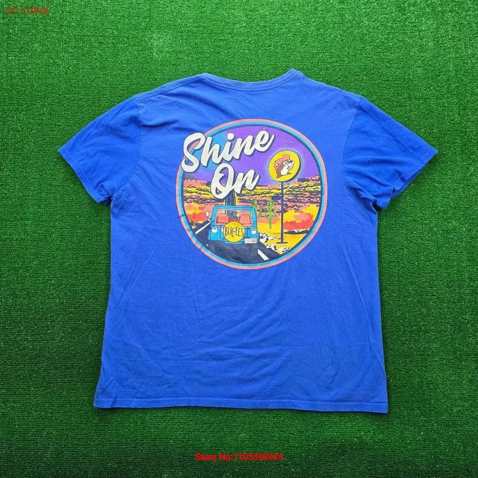 

Buc ees Футболка мужская XL Blue Shine On винтажная стираная повседневная универсальная растянутая слегка дизайнерская одежда графическая домашняя одежда