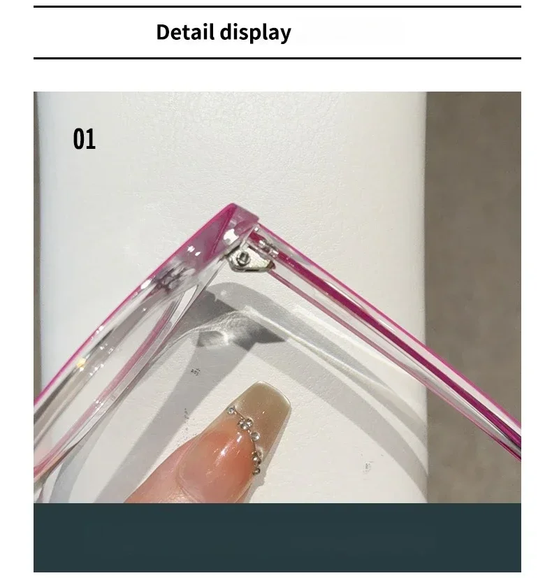 Modische Anti-Blaulicht-Katzenauge-Lesebrille mit großem Rahmen, ultraleichte High-Definition-Presbyopie-Brille mit transparentem Rahmen – Detail 6