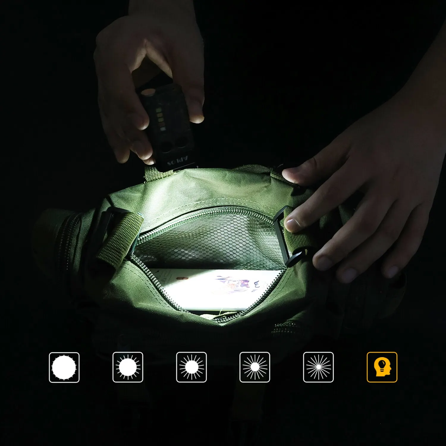 APLOS L02-Llavero de luz EDC, linterna portátil superbrillante de 1000 lúmenes con carga USB C, linterna de emergencia para trabajo y Camping