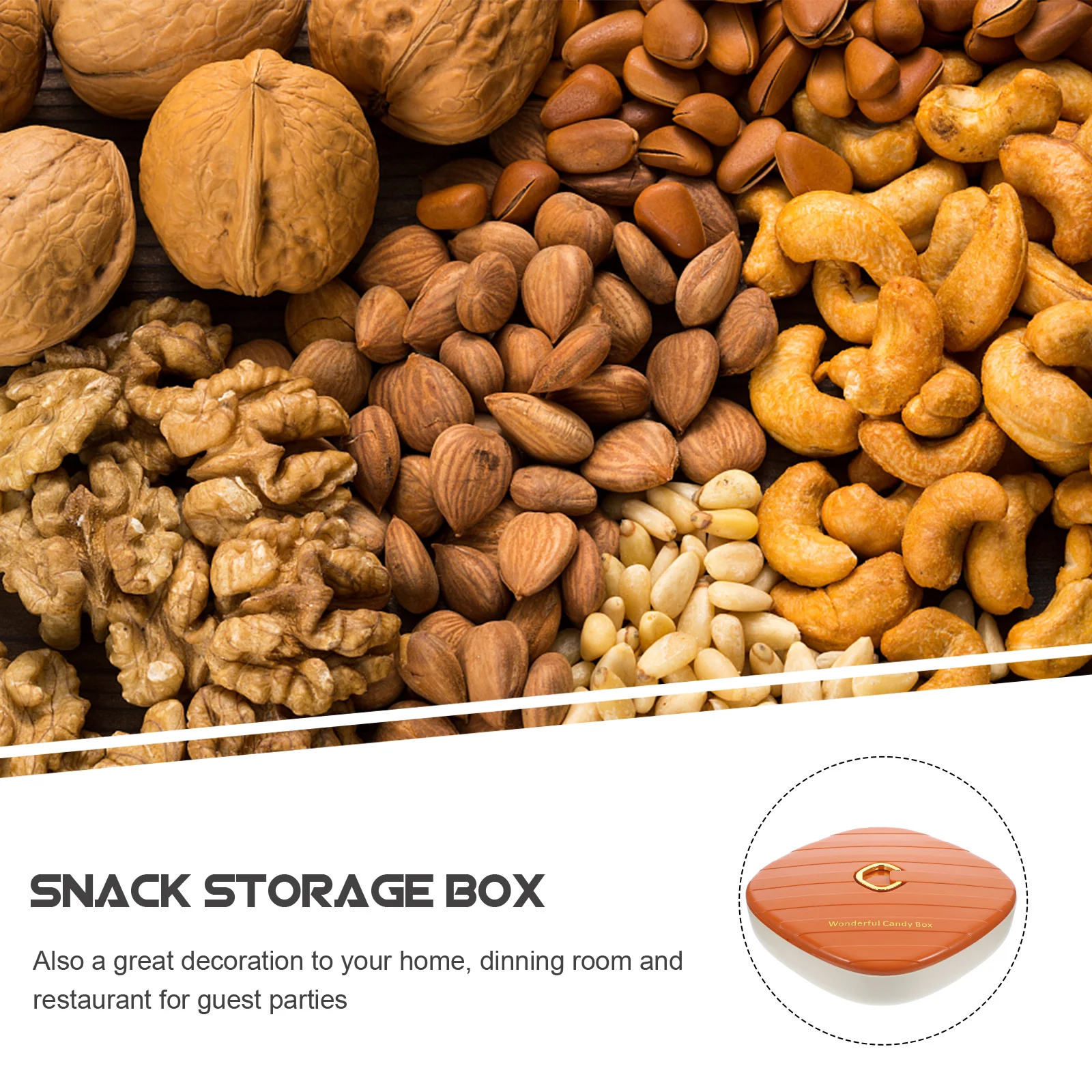 

Nut Candy Storage Box Multi Grid Snack Organizer for Home Celebration Party Serving Tray Dried Fruit Storage Case Lid