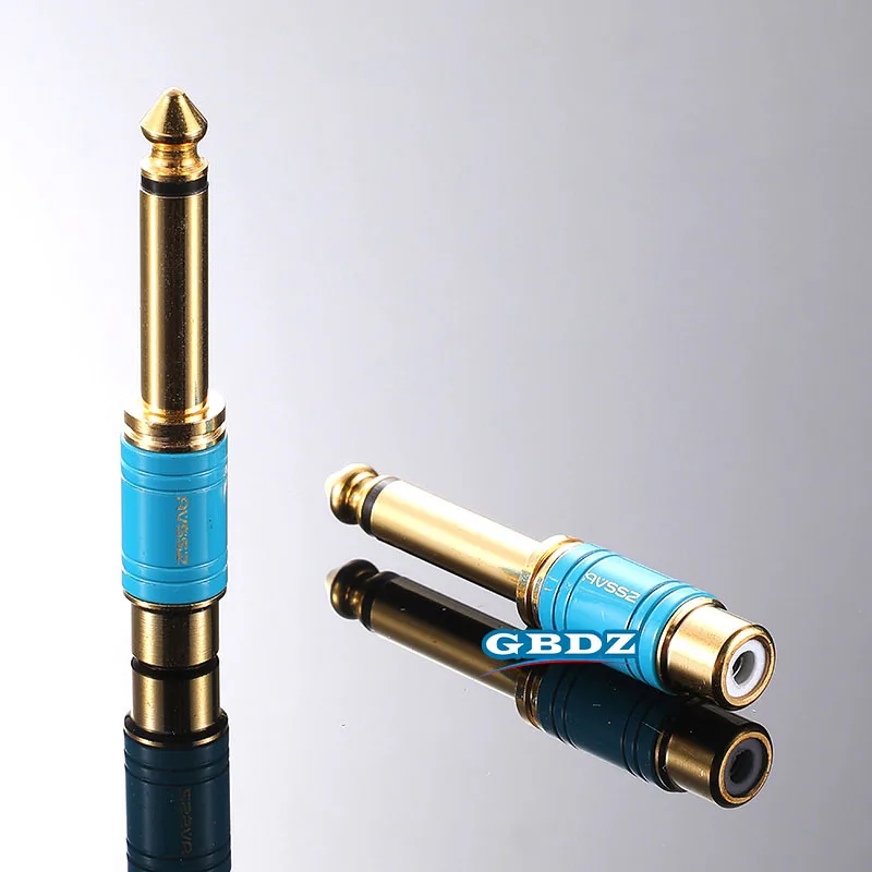 Gold Plated 6.35 Headphone Jack Male head To RCA Female Head Double Way Docking Connector Microphone Mixing Console AudioAdapter