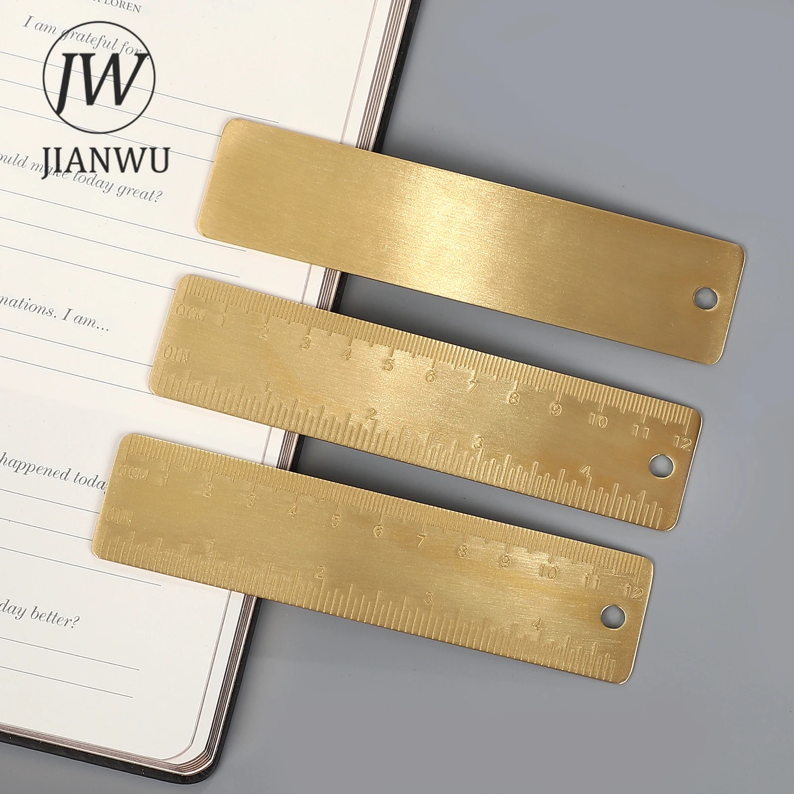 JIANWU Vintage 12cm Metal Bookmark Ruler Material Collage Measurement Tools Creative DIY Journal Student Supplies Stationery