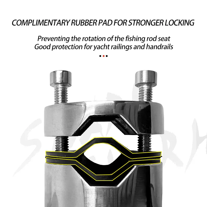 Fishing Equipment Stainless Steel Rod Holders Clamp on 360 Degree Adjustable Marine Hardware Fishing Rod Holder for Boat Rails