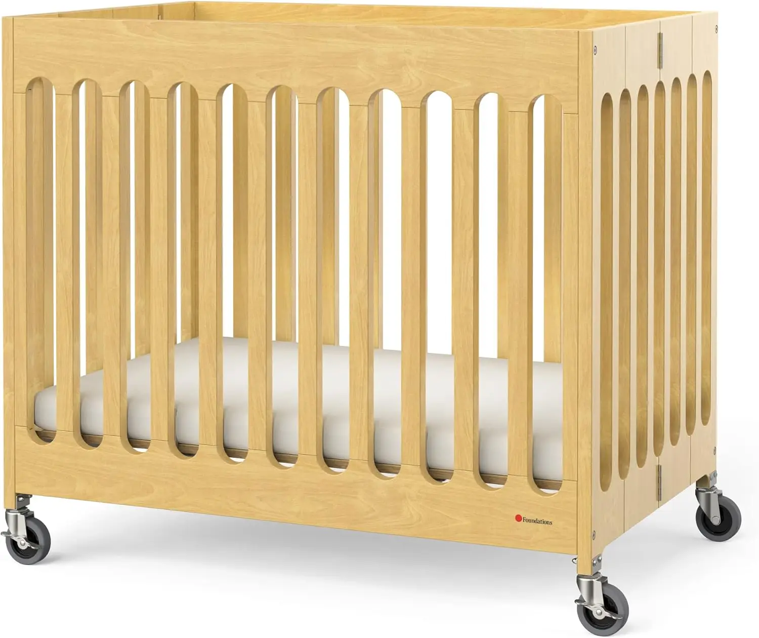 

Foundations Boutique Compact Folding Crib for Baby, Portable Mini Crib for Hotels, Homes, and Nurseries, Modern Design