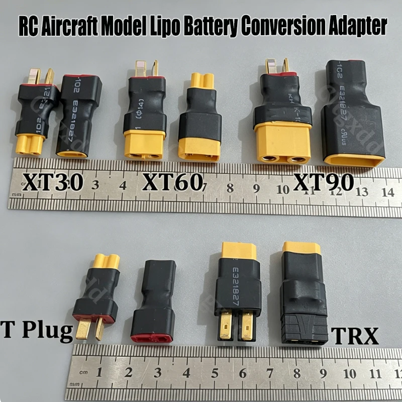 Cltgxdd XT30 XT60 XT90 T‑Plug TRX Lipo Battery Conversion Adapter Male Female Plug Connector for RC Car Airplane FPV Drone Model