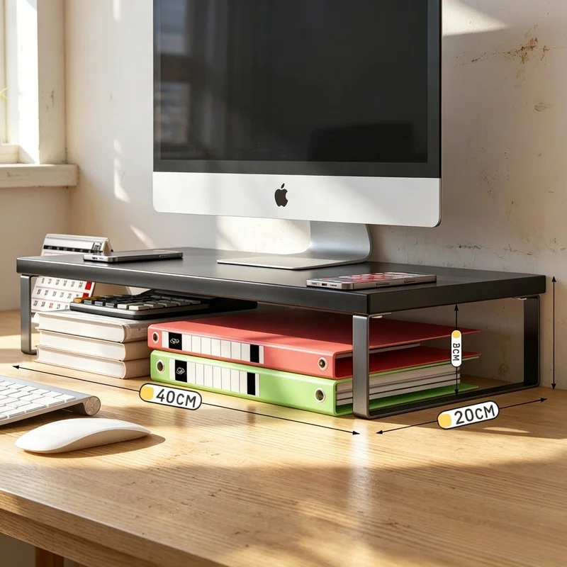 Computer Monitor Stand Elevated Base, Multifunctional Desktop Storage Rack for Home Office Use