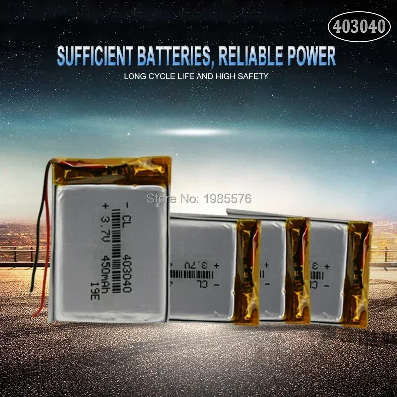 403040 3.7V 450mAh Lithium Polymer Li-Po li ion Rechargeable Battery For GPS Bluetooth Tachograph Car DVR speaker cells