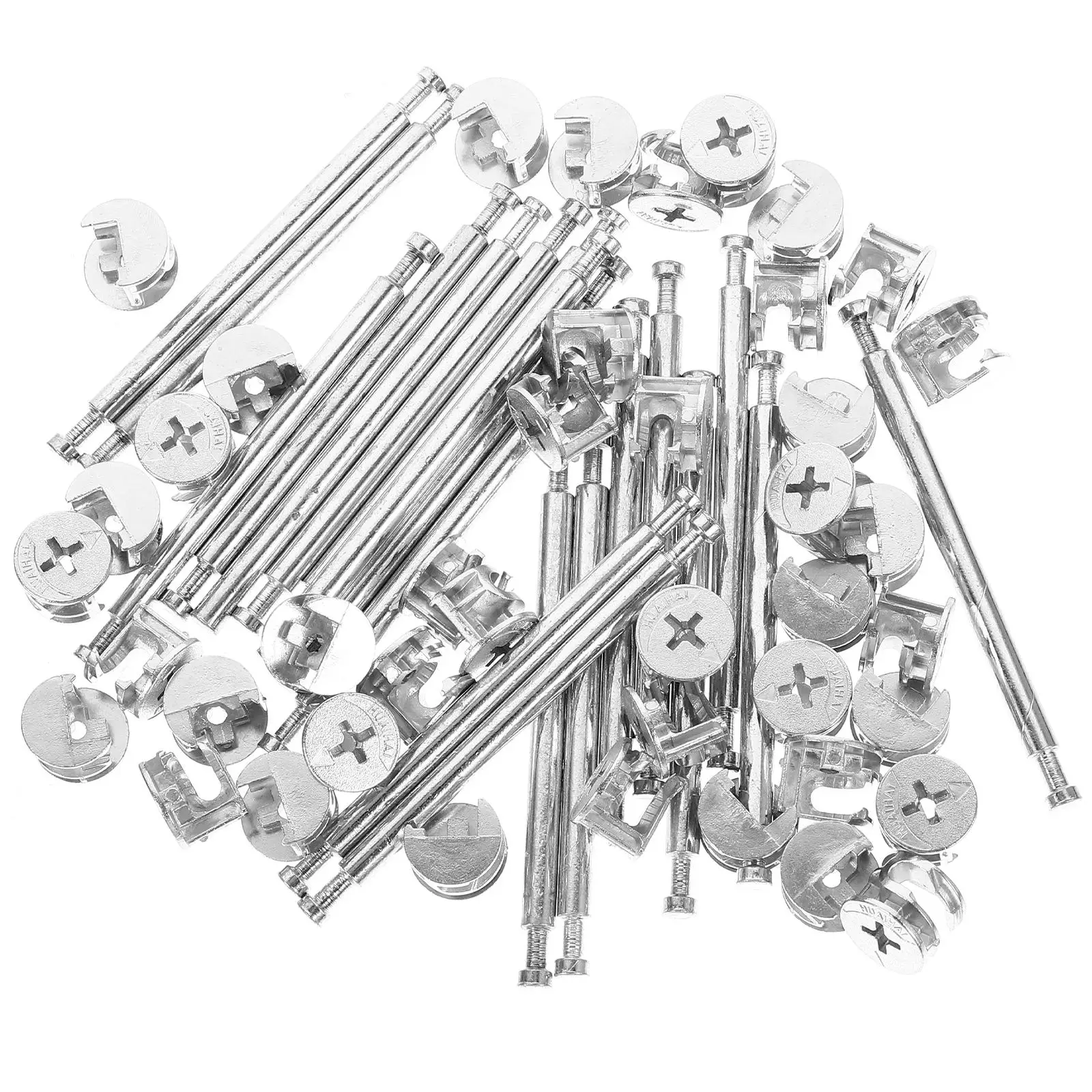 

20 Sets Double Pole Connectors 48mm Rod Screw Zinc Alloy Furniture Fittings Kit Cabinet Hardware Storage