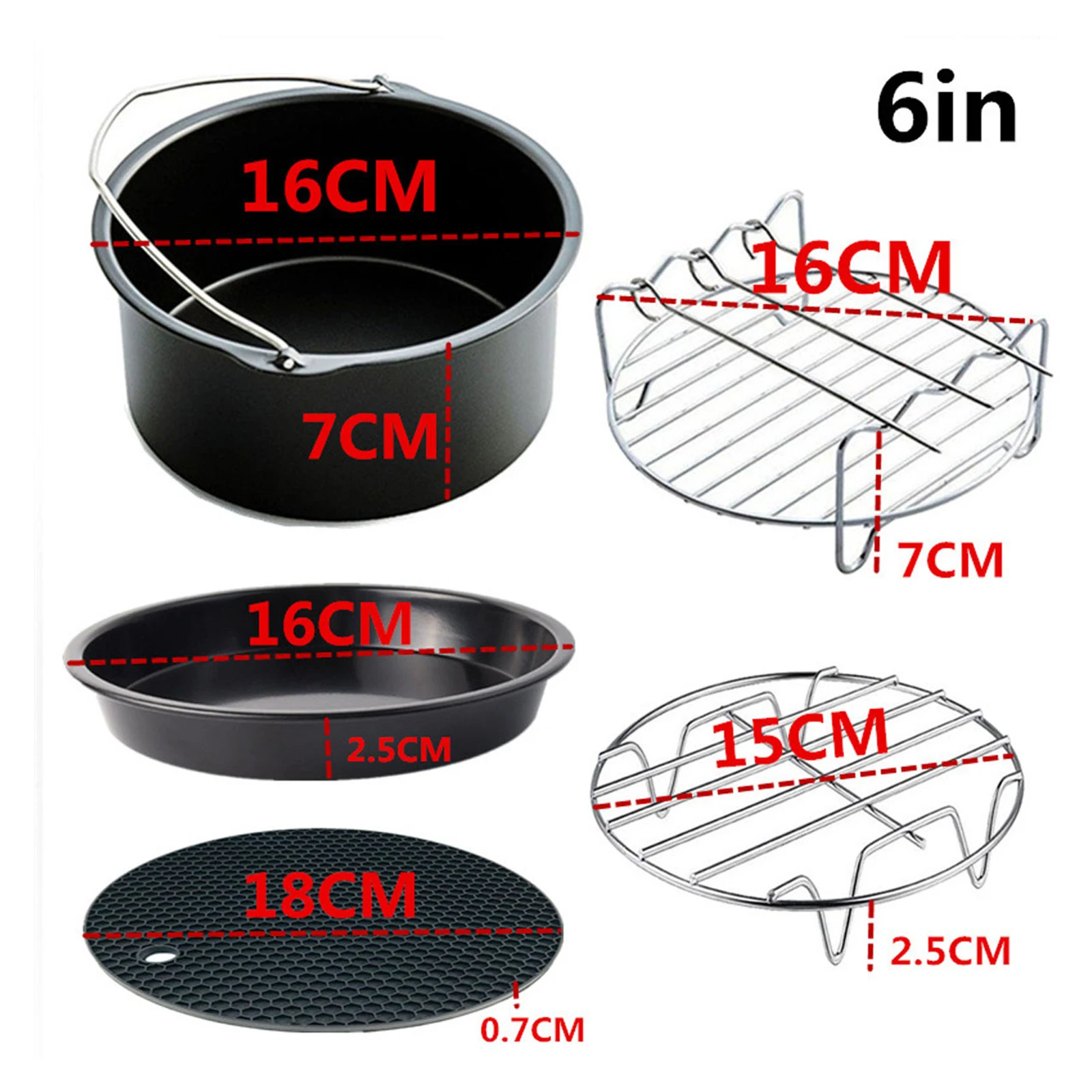 6 Inches Heißluftfritteuse Accessories Tray Grill Toast Insulation Pad 3.2QT-5.8QT Kitchen Tools