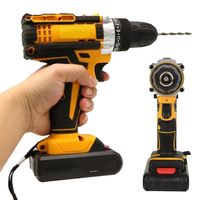 21V Cordless Drill 3/8 Inch Keyless Chuck Lithium Electric Hand Drill 25+1 Clutch Power Tool Max Torque 25+1 Nm 2-Variable Speed