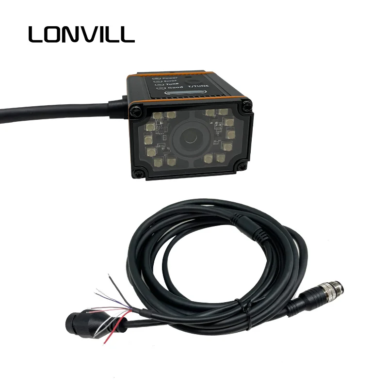 LONVILL Production Line Industrial QR Data Matrix DPM Code Scanner TCP IP Adjustable Focus USB RS232 Ethernet Barcode Scanner