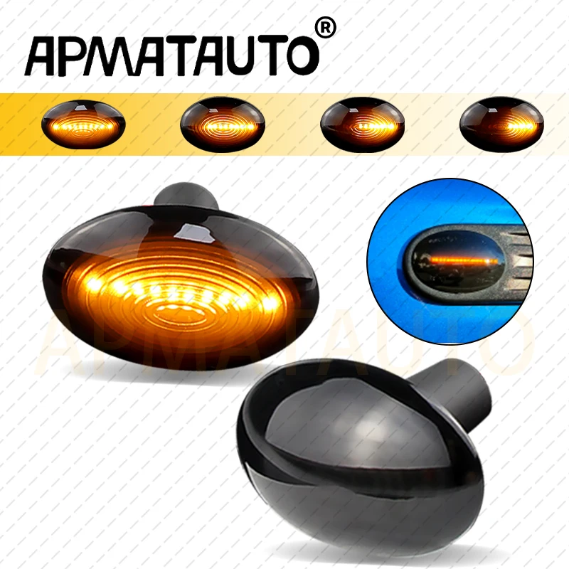 

2pcs Dynamic LED Turn Signal Lights Side Marker Car Accessories No Error For BMW MINI Cooper R56 R57 R58 R59 CL-R56-LSM-SM