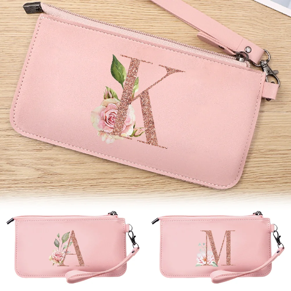 

Women's Wallet PU Leather Purse Handbag Rose Gold Letter Pattern Packet Coin Purses Card Holders Clutch Storage Bag