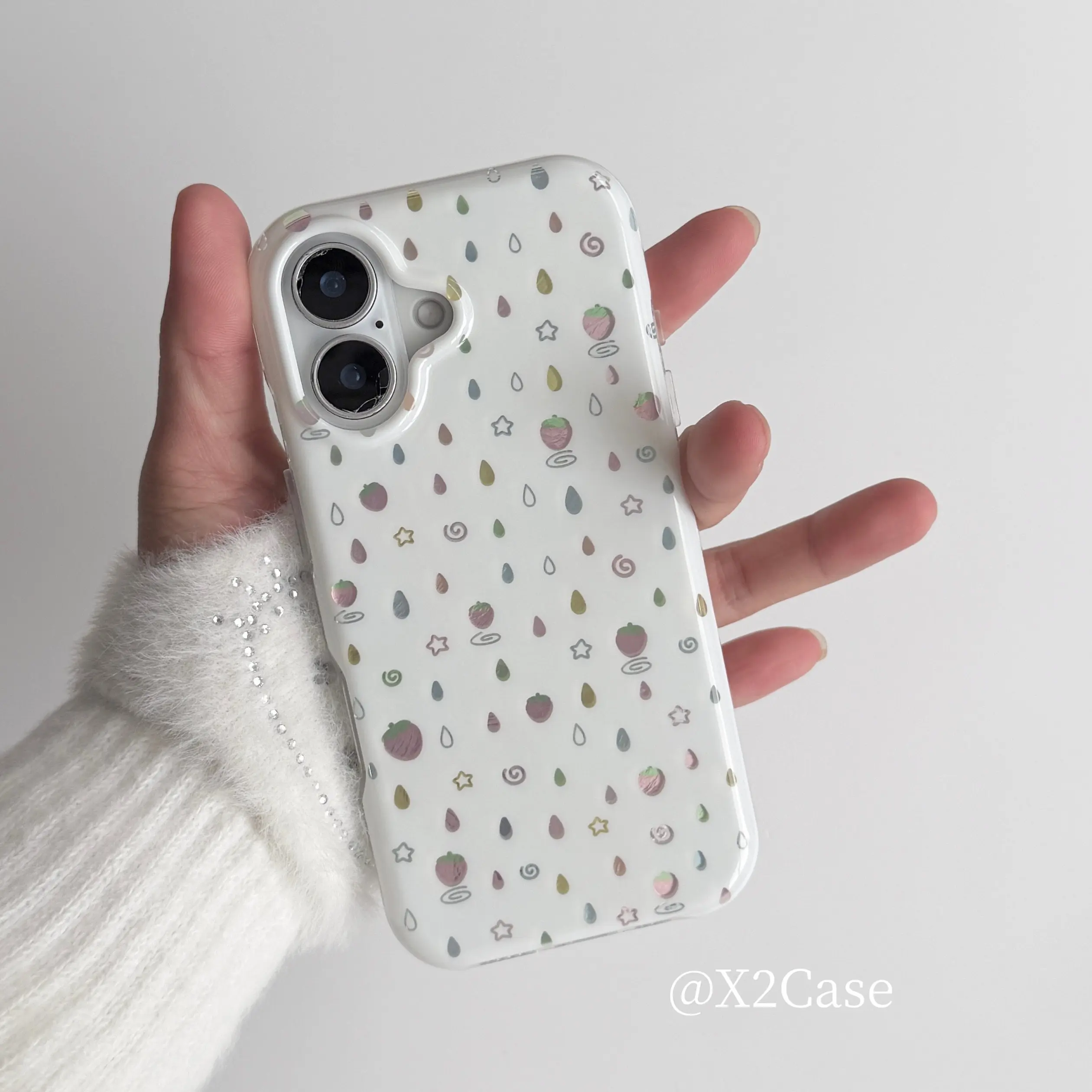 Cute White Raindrops Strawberr - Phone Cases Cute Iphone 14 ulasan dan harga