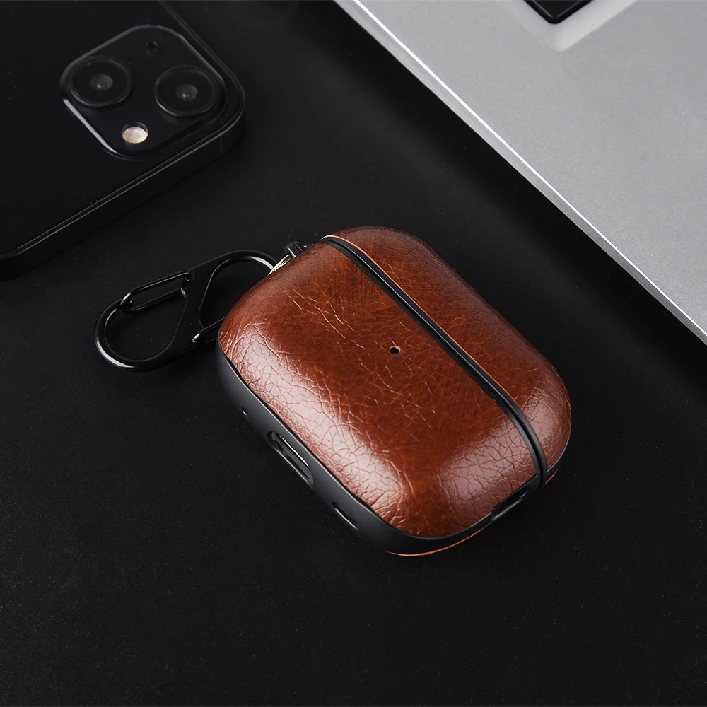 For Airpods Pro 3 Case Retro Leather Business Earphone Case Headset Shell Headphone Cover For AirPods 4 3 2 1 Pro2 With Dust Cap