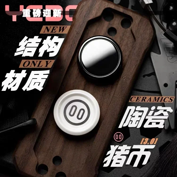 YEDC Ceramic Pig Coin 3.0 Haptic Coin&Ratchet Metal Magnetic Decompression Push Slider EDC Fingertip Gyro