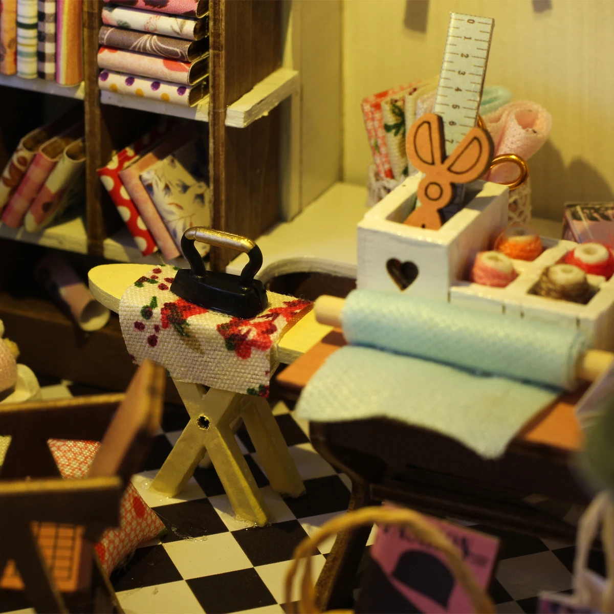 Tailor Shop Assembly Scene Model Building 3D Puzzle DIY Doll House Mini Kit Room Bedroom Decoration Girl Toy Birthday Gift