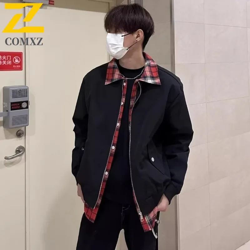 

COMXZ Мужская куртка с отложным воротником, легкая дышащая ветровка для путешествий на открытом воздухе, осенняя уличная одежда, пальто в сетку