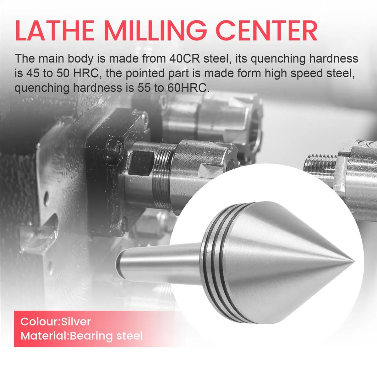 438~Flash1Pcs Lathe Milling Center MT2 High Accuracy Live Revolving Center Medium Lathe Machine Tool Accessory for CNC Cutter