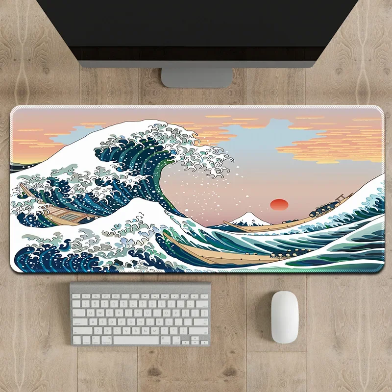 

Waves Mouse Mats Mouse Pad Blue And White Large Mousepads PC Gamer Mousepad Office Desk Mat Rubber Keyboard Mats Gifts 900x400