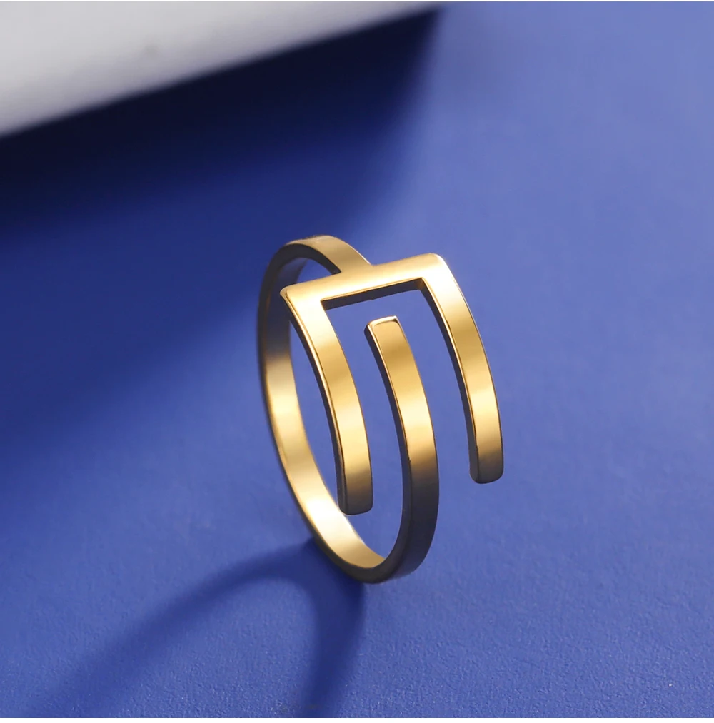 Cooltime geometrische u Form verstellbare Ringe Punk Edelstahl ringe für Frauen Schmuck Geschenk neu in ﻿ – Detail 8