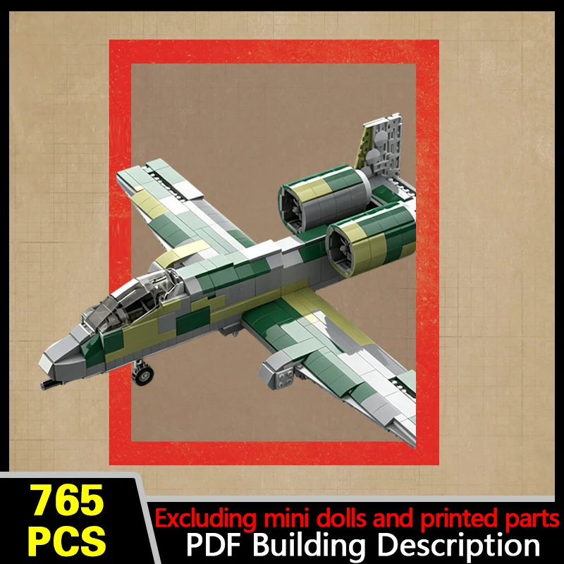 A-10 Military Attack Aircraft Model MOC Building Bricks War Equipment Style Modular Technology Gifts Holiday Assemble Toys Suit