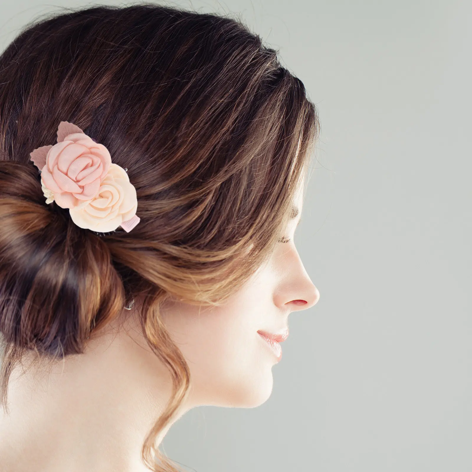 3pcs Pink Flower Hair Clips for Women – Realistic Floral Side Hairpins for Wedding, Bridesmaid & Party