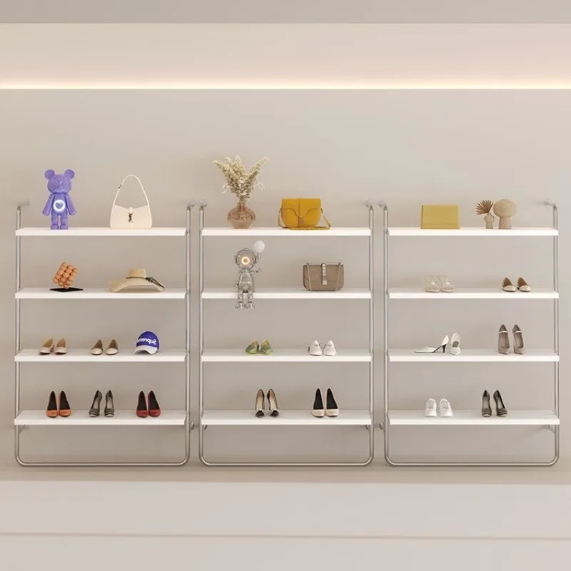 Stainless steel wall-mounted multi-layer black shoe rack bag