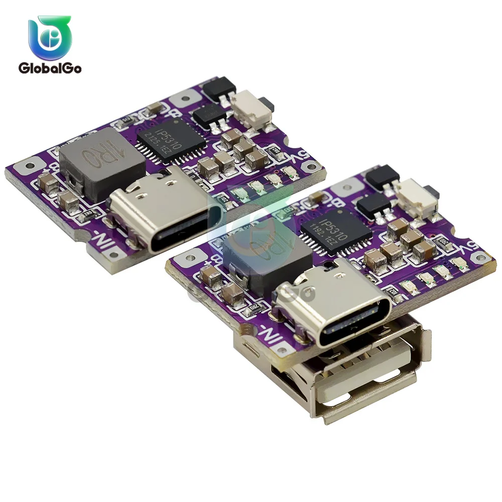 Tipo-C USB 5V 3.1A Boost Converter modulo di alimentazione Step-Up IP5310 accessori per Power Bank mobili con interruttore indicatore LED